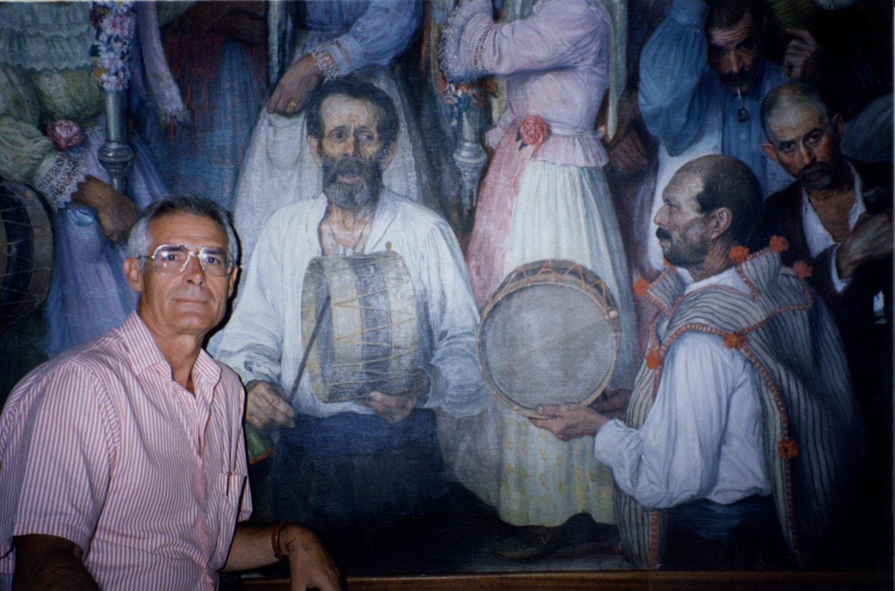 Entre los romanceadores del Baile del tambor de La Gomera (fragmento de La Romería de San Juan de José Aguiar). Junio de 1999